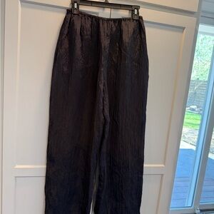 Vince Navy Crinkled Long Flowy pants with side zipper